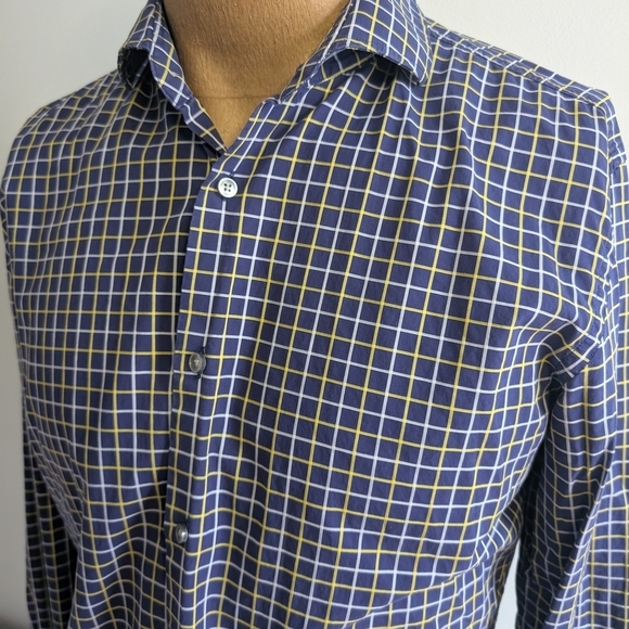 🇩🇪BOSS Blue and Yellow Casual Button Down Shirt - Picture 5 of 10